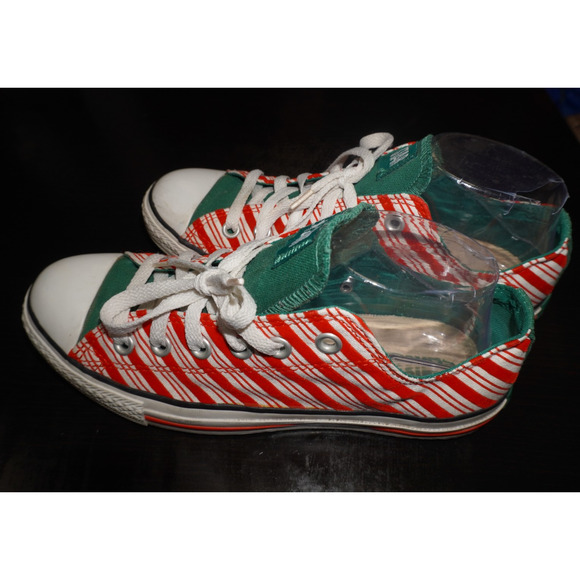 Converse All Star Candy Cane Stripe Low Top Shoes Red Green Unisex Men 7 Women 9 - Picture 2 of 13